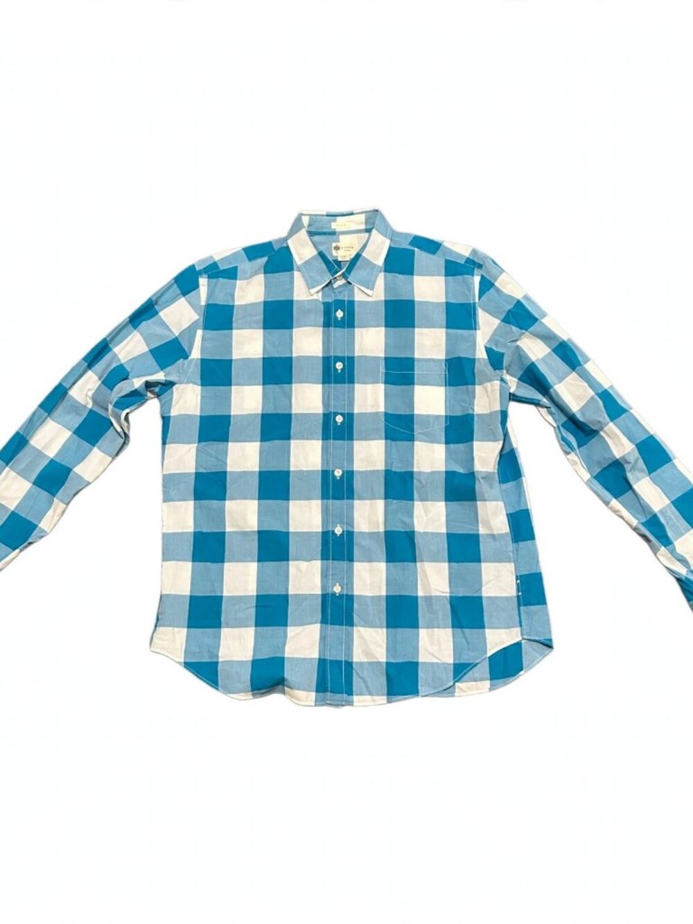 J.Crew Button-Down Shirt Men's L Blue White Gingham Tailored Fit